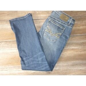 BKE Tyler Jeans Mens 36x32 Blue Denim Straight Relaxed Whiskered Coolmax Stretch